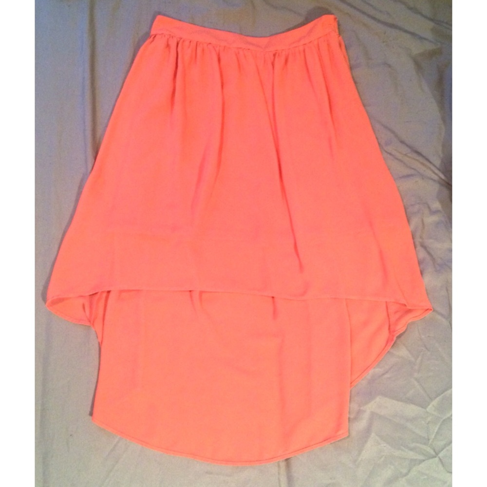 Coral Chiffon Forever 21 High-Low Skirt